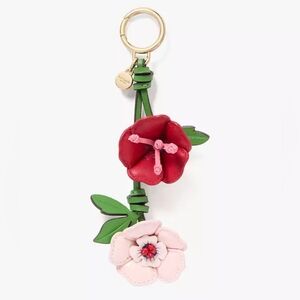 KATE SPADE In The Garden Floral Leather Bag Charm Keychain